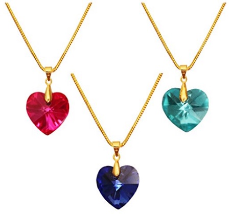 India Desire : Buy Beingwomen Antique Crystal Combo Jewellery Heart Shaped Of Pendant Necklace Set 3 With 1 Chain At Rs. 123 from Amazon